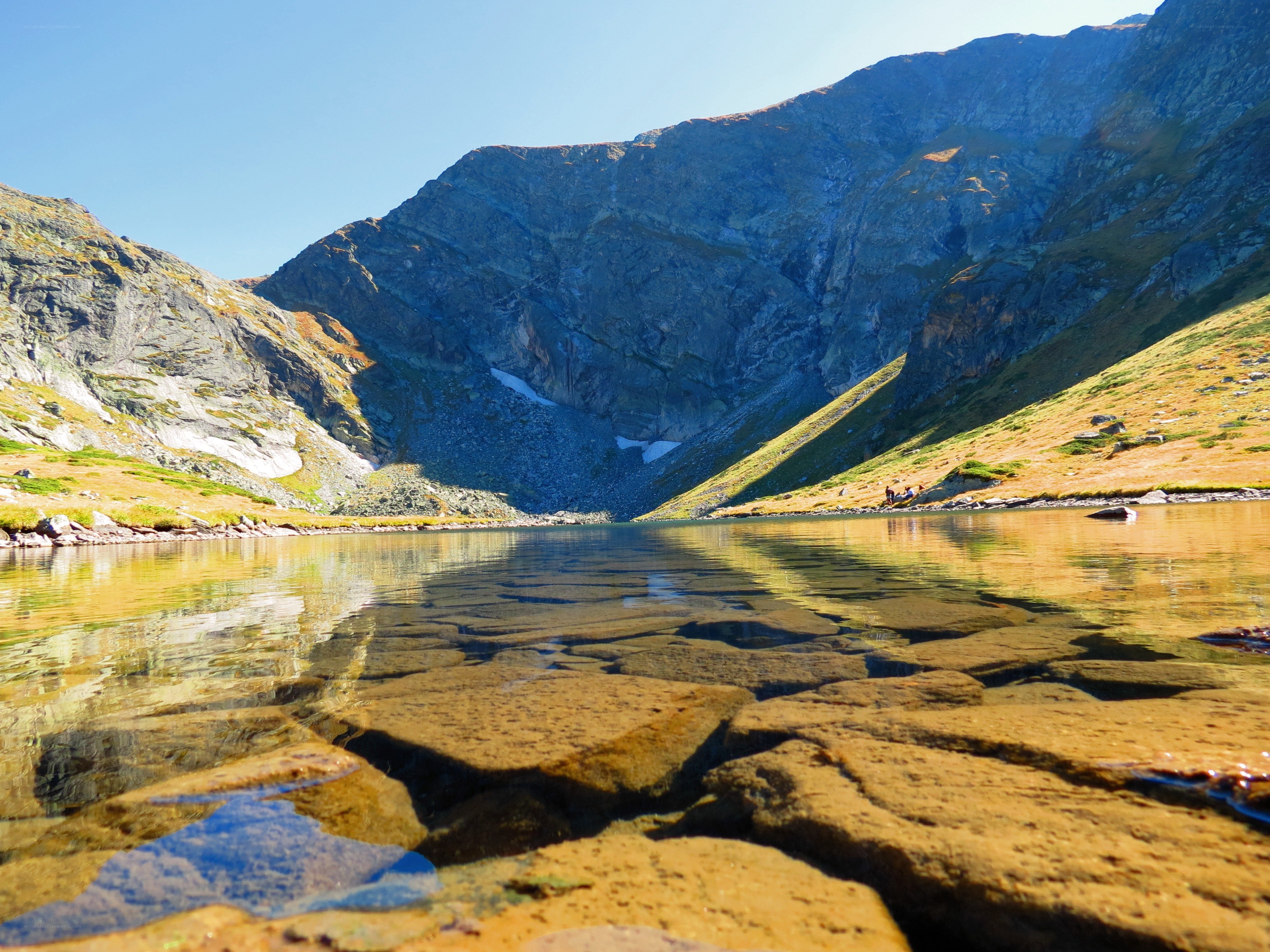 Mountain lake in a valley