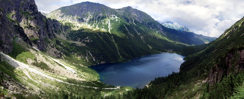 Mountain lake in a valley