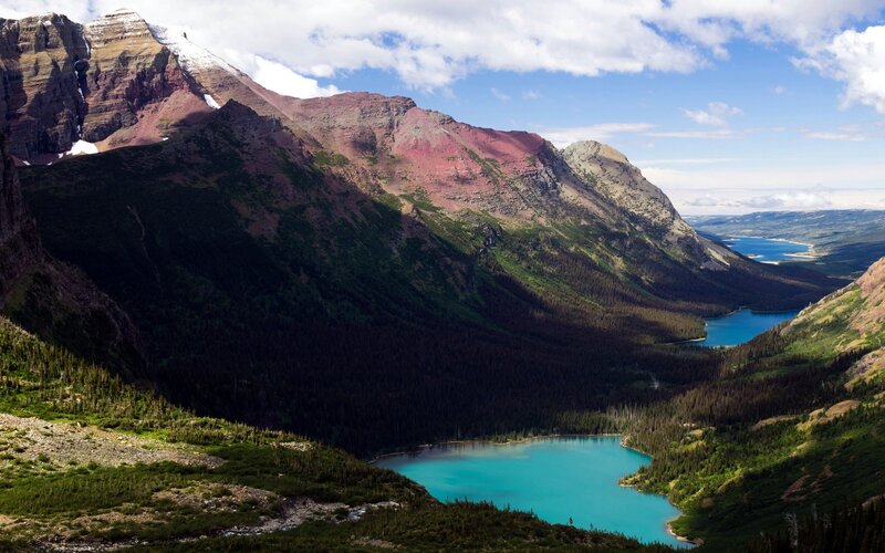 Mountain lake in a valley