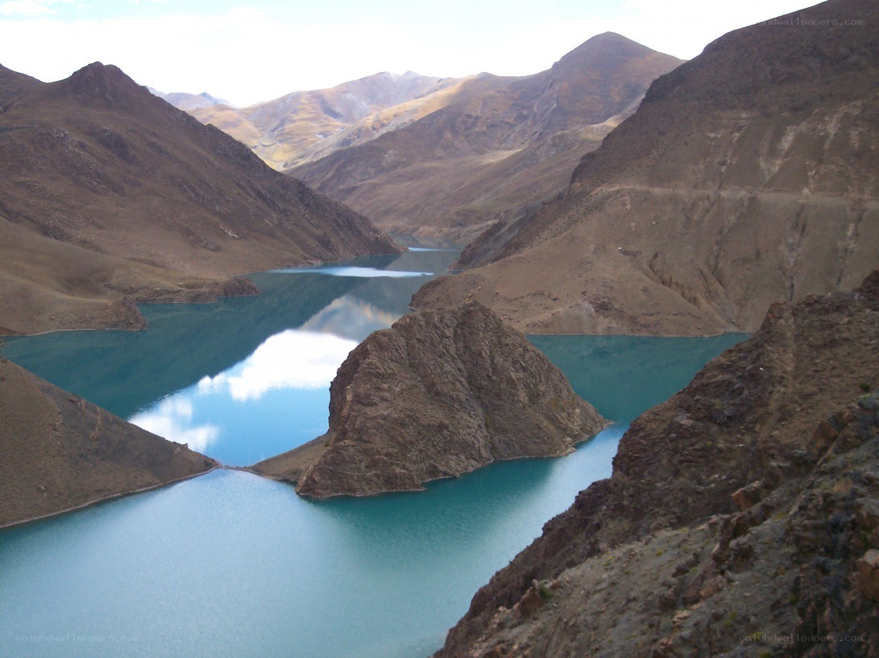 Mountain lake in a valley