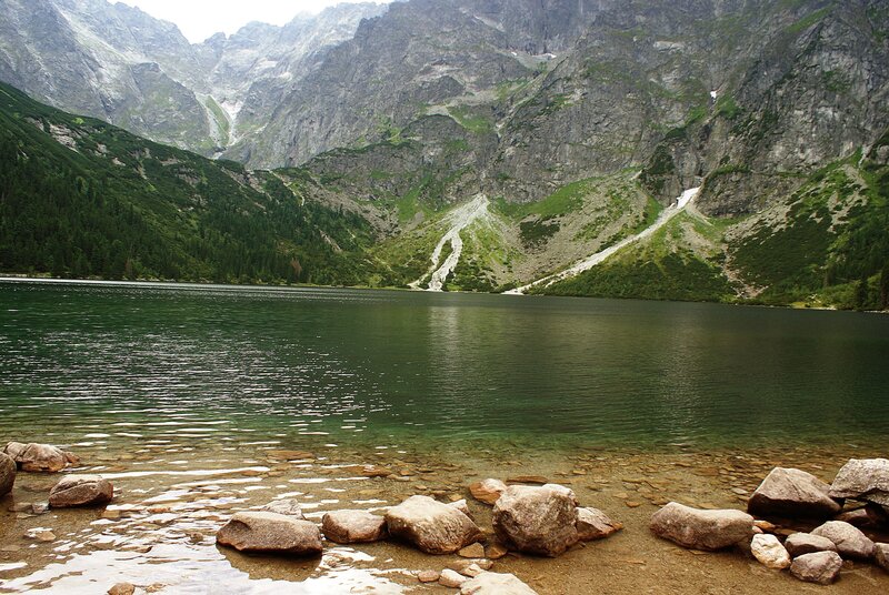 Mountain lake in a valley