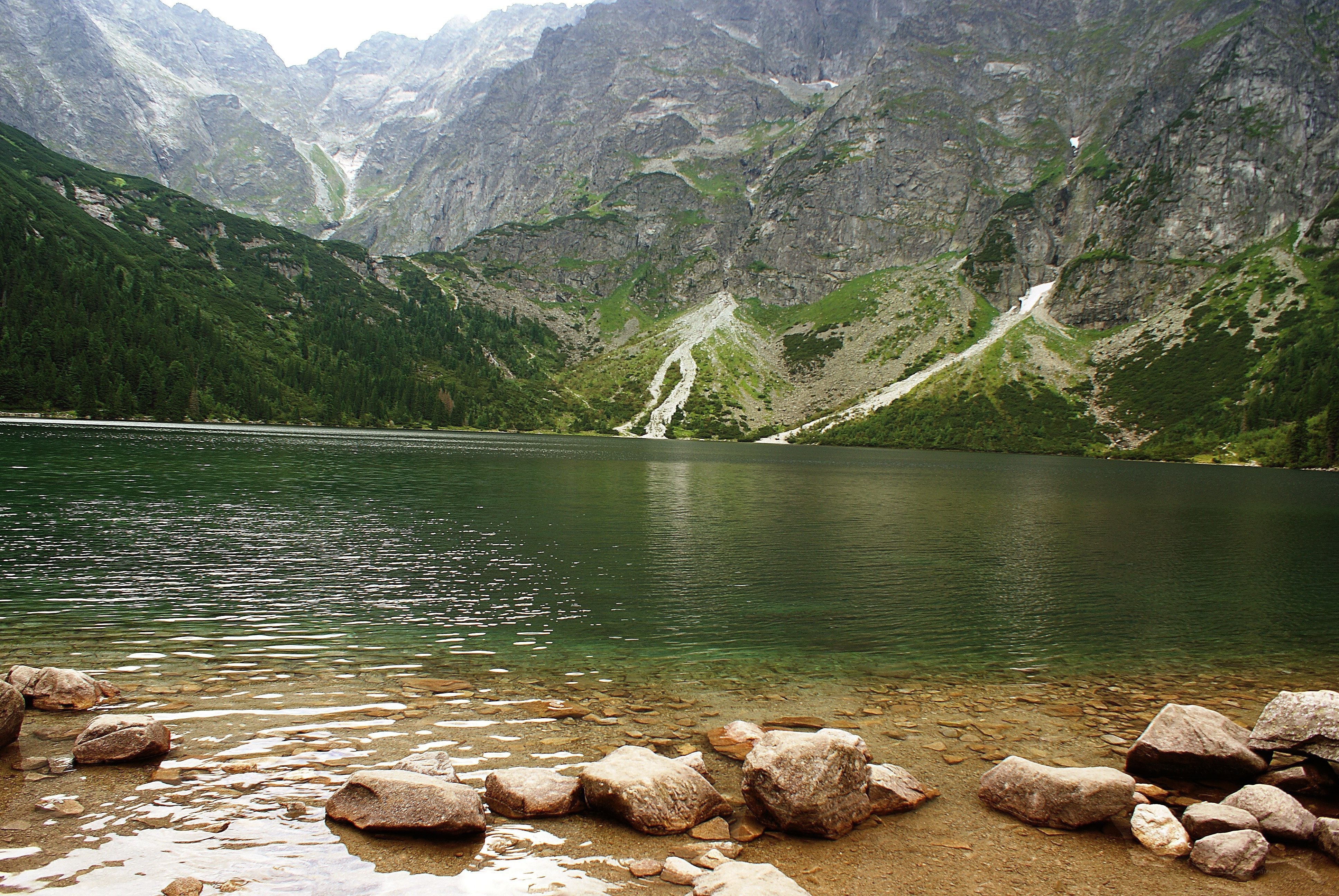 Mountain lake in a valley