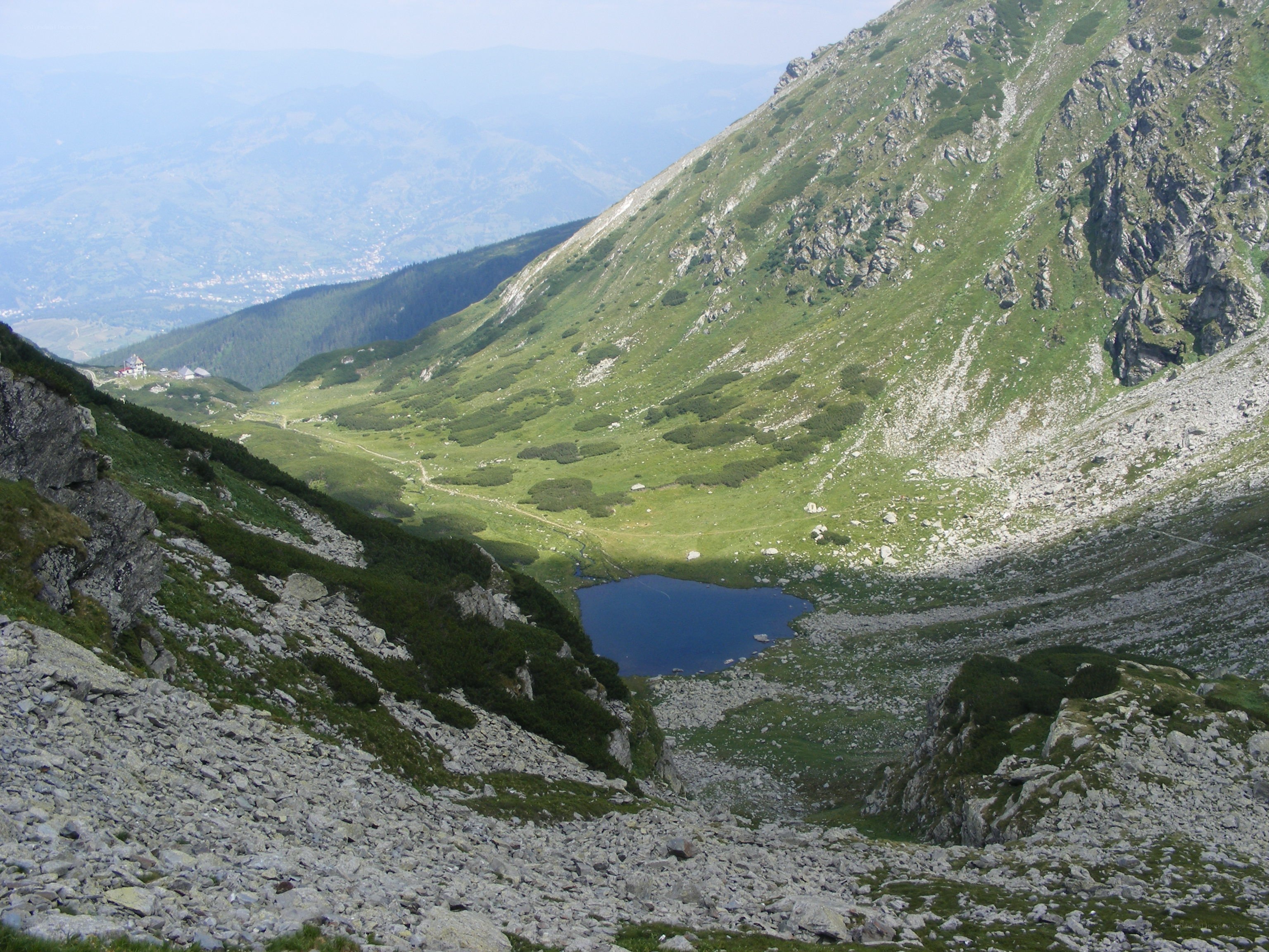Mountain lake in a valley