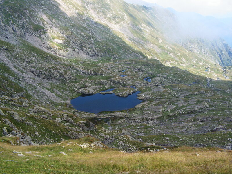 Mountain lake in a valley