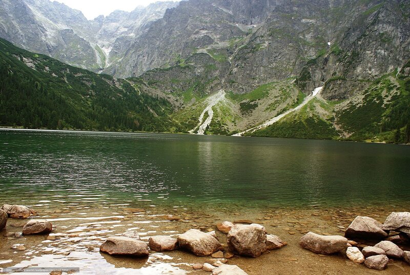 Mountain lake in a valley