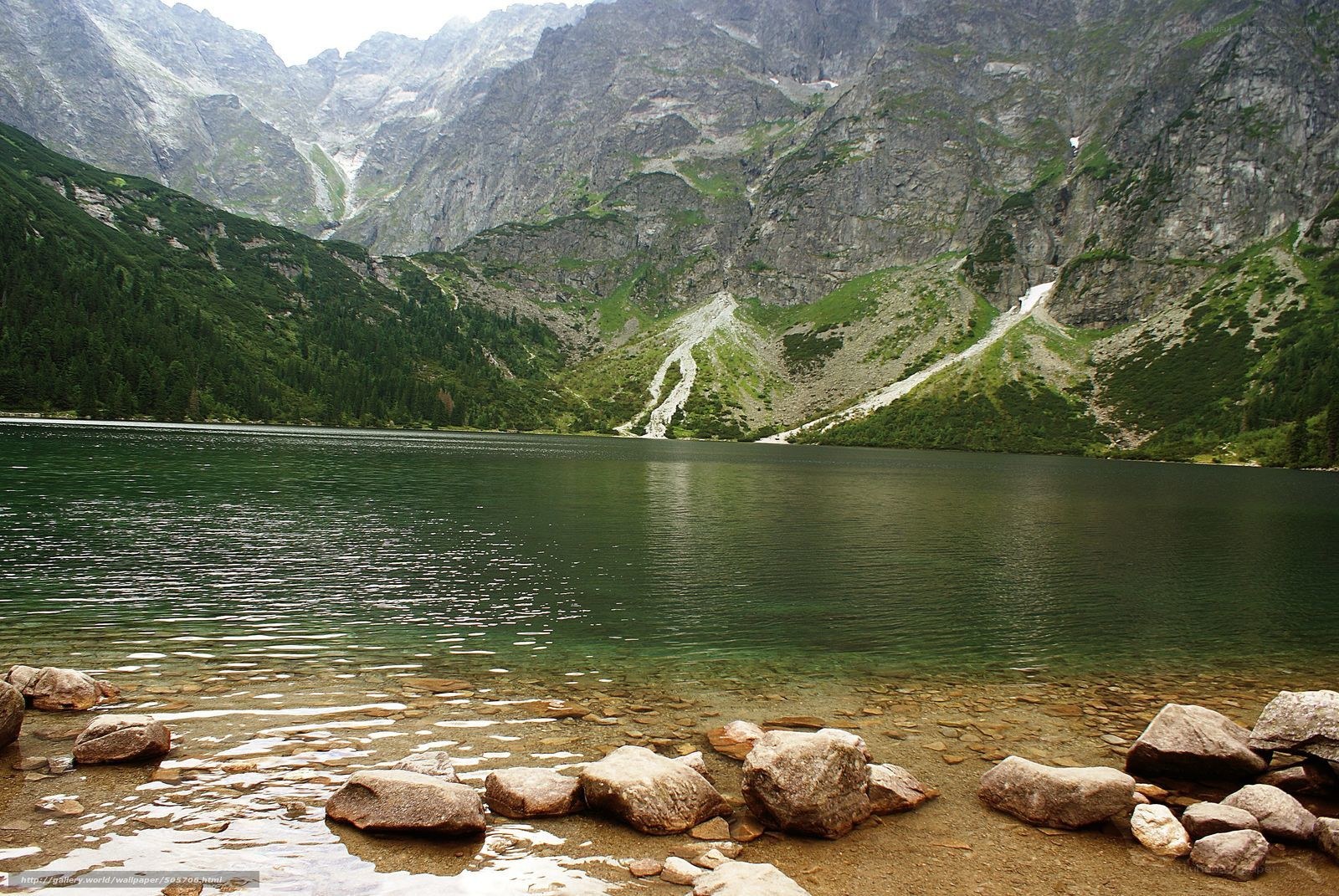 Mountain lake in a valley