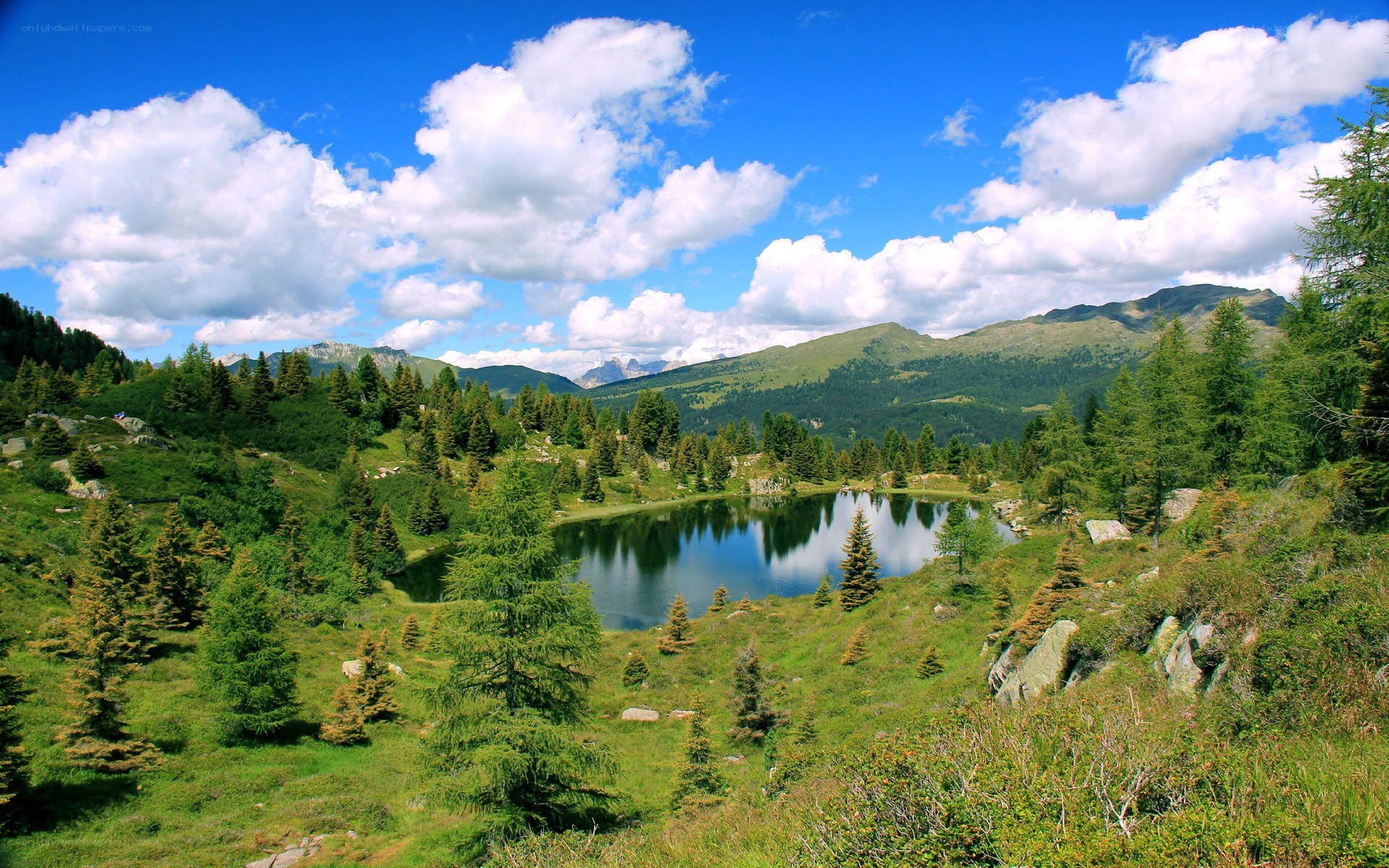 Mountain lake in alpine landscape