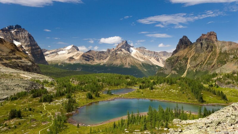 Mountain lake in alpine valley