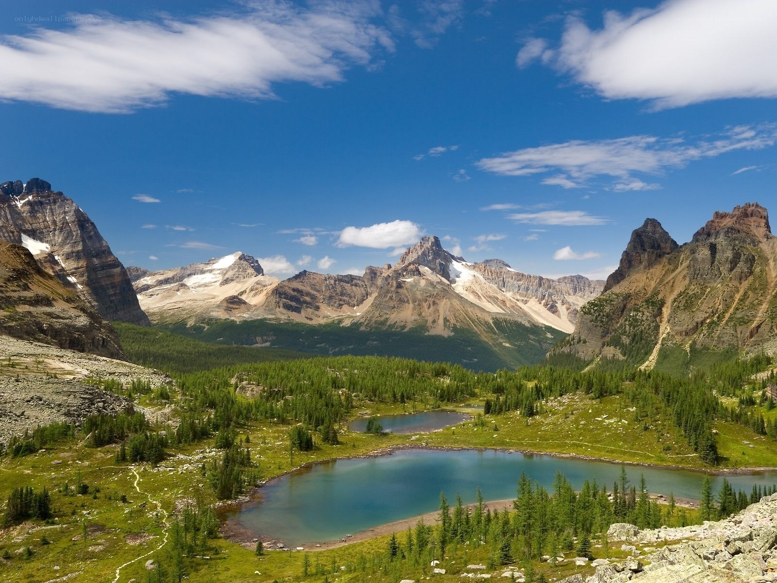 Mountain lake in alpine valley
