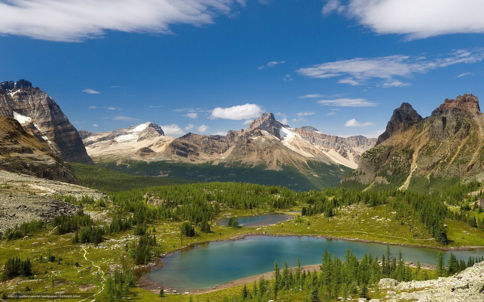 Mountain lake in alpine valley