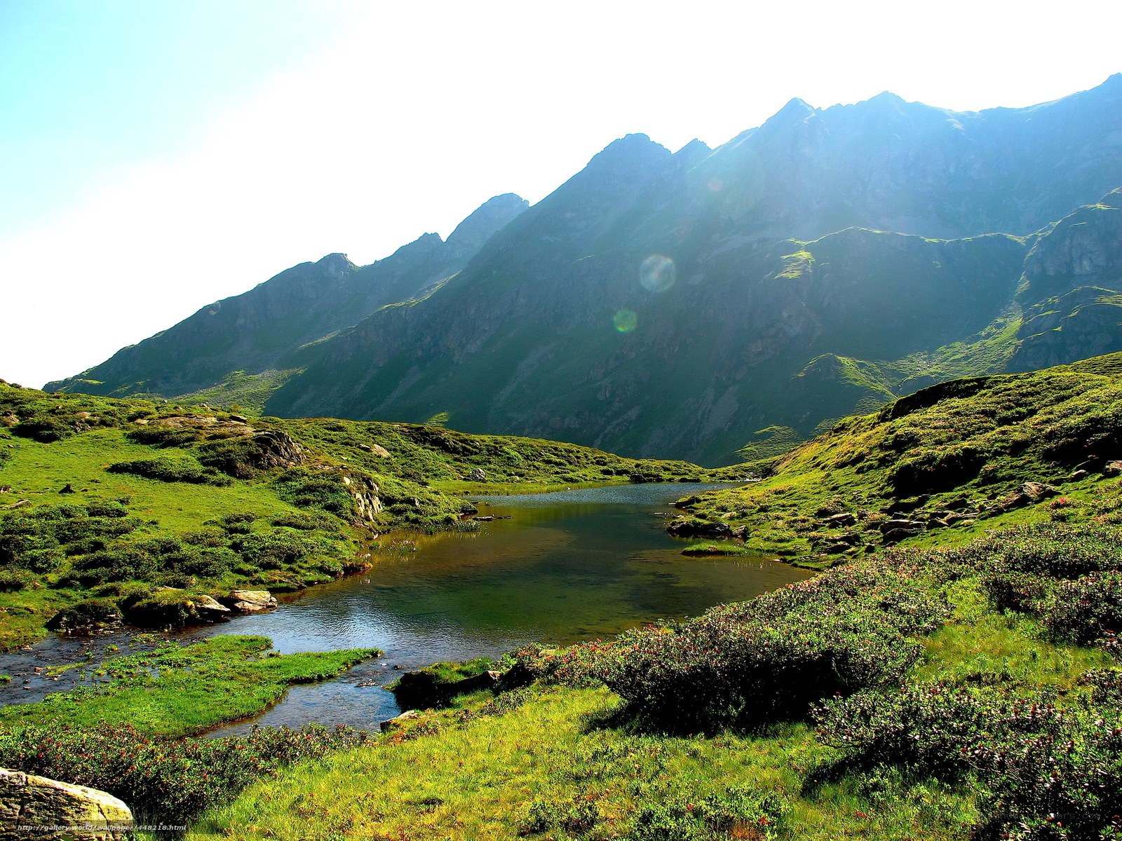 Mountain lake in alpine valley