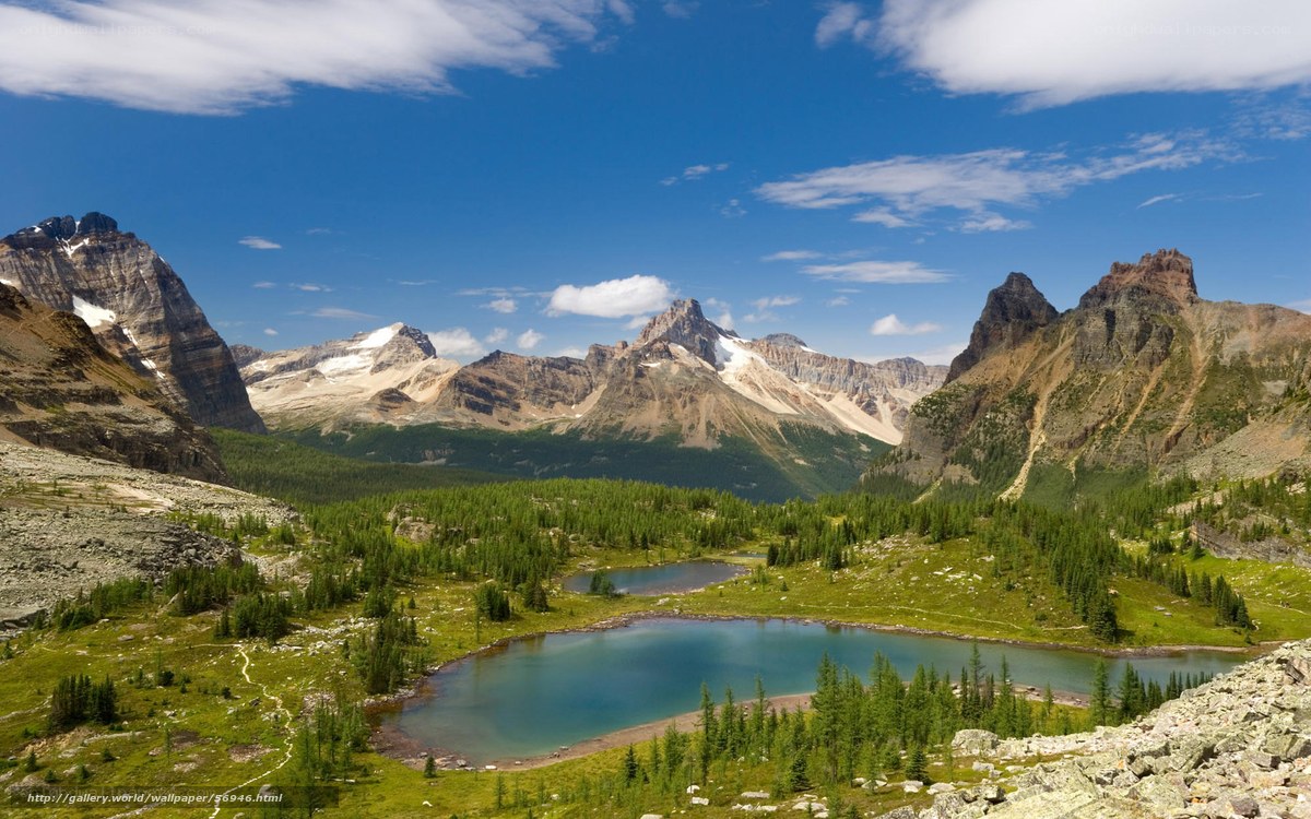 Mountain lake in alpine valley