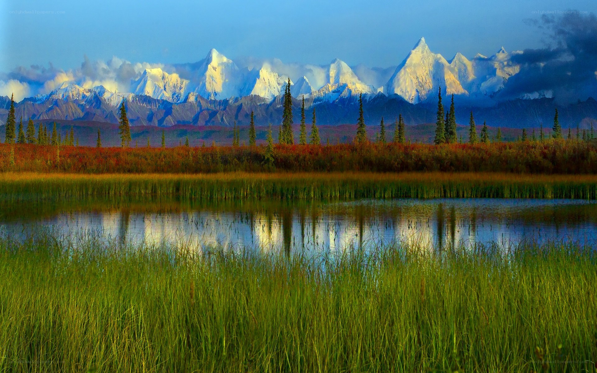 Mountain lake in autumn