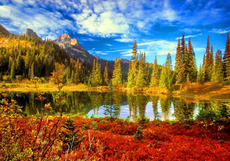 Mountain Lake in Autumn — Blue, Serene