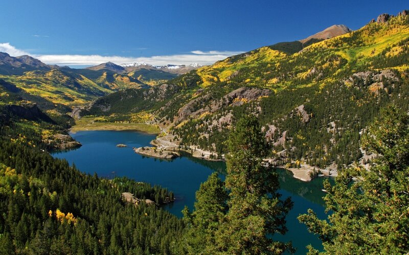 Mountain lake in autumn colors