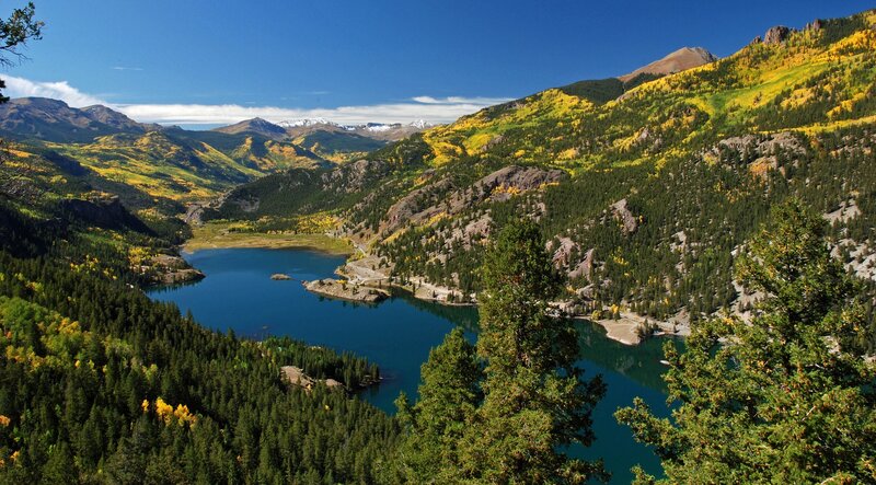Mountain lake in autumn colors