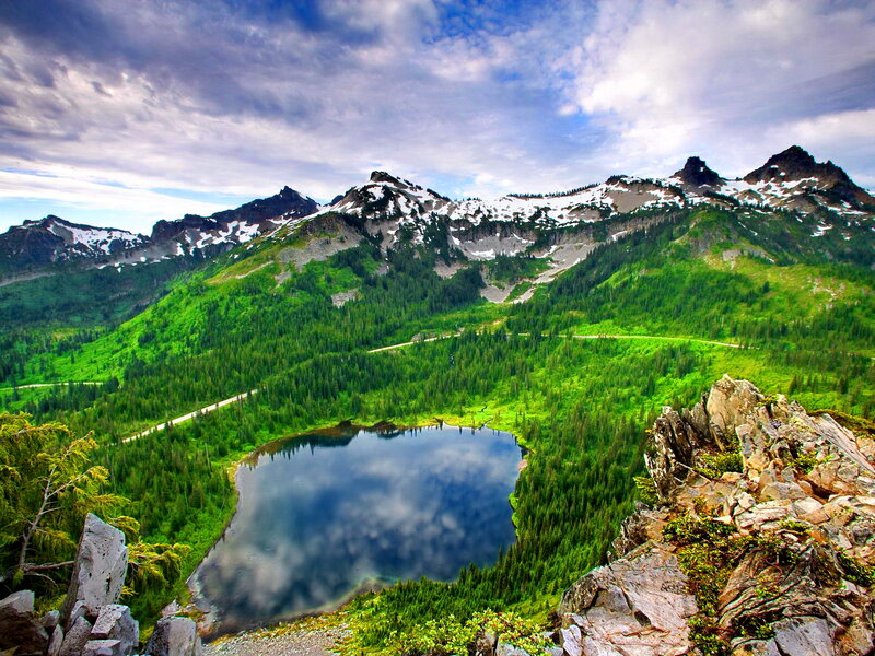 Mountain Lake in Forest — Green, Serene, Summer