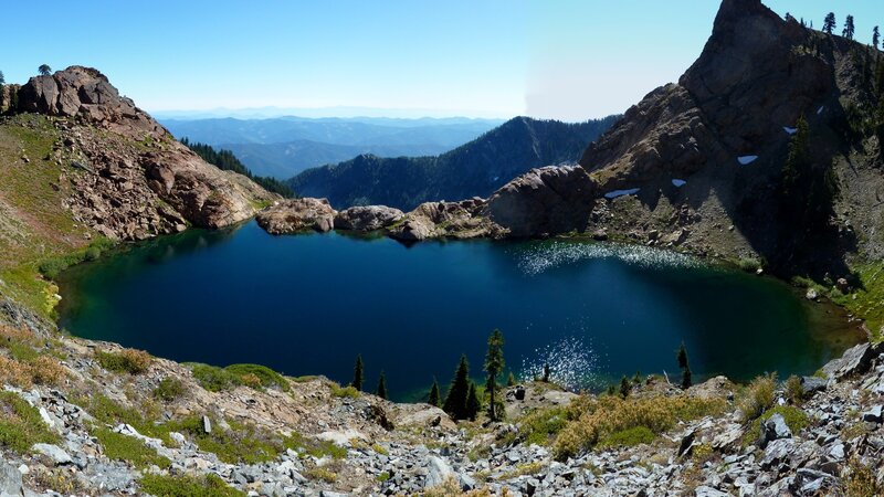 mountain lake in rocky basin