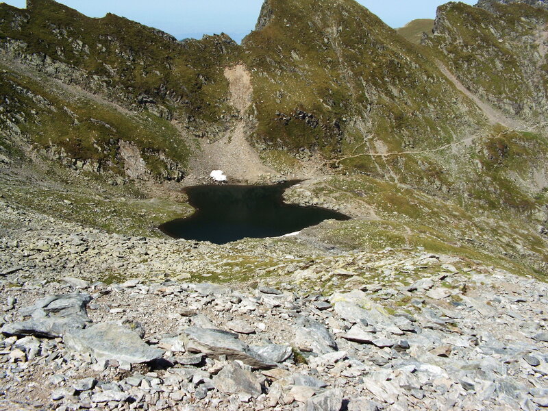mountain lake in rocky valley