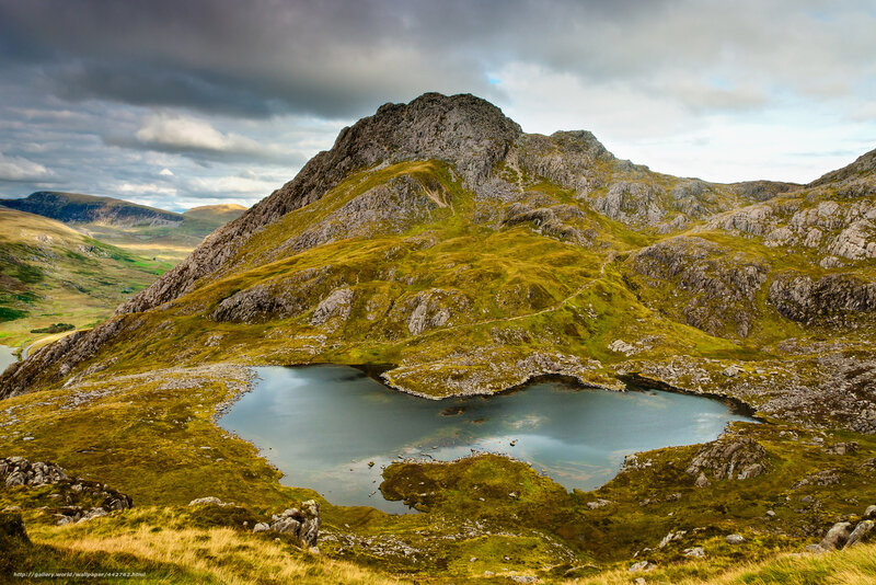 Mountain lake in rugged landscape