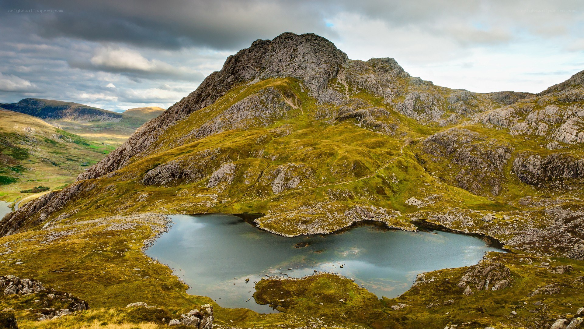 Mountain lake in rugged landscape