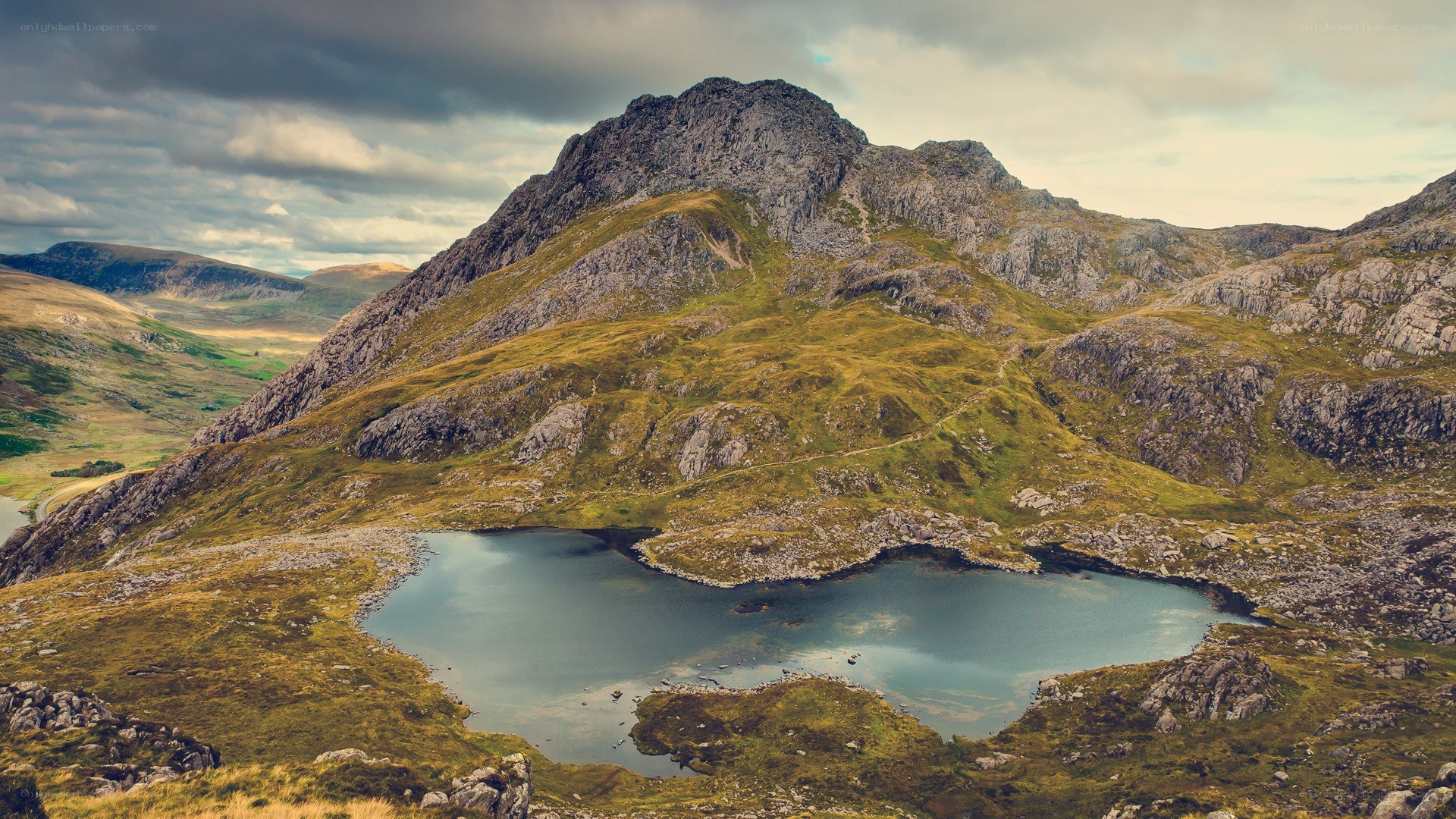 Mountain lake in rugged landscape