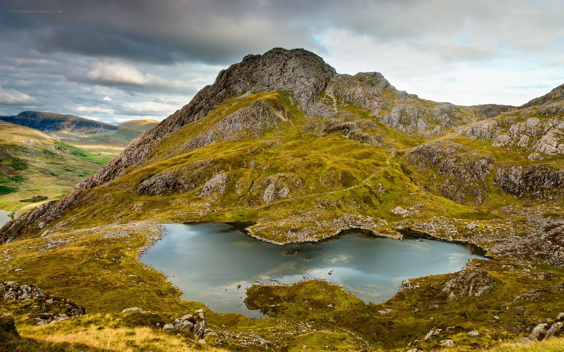 Mountain lake in rugged landscape
