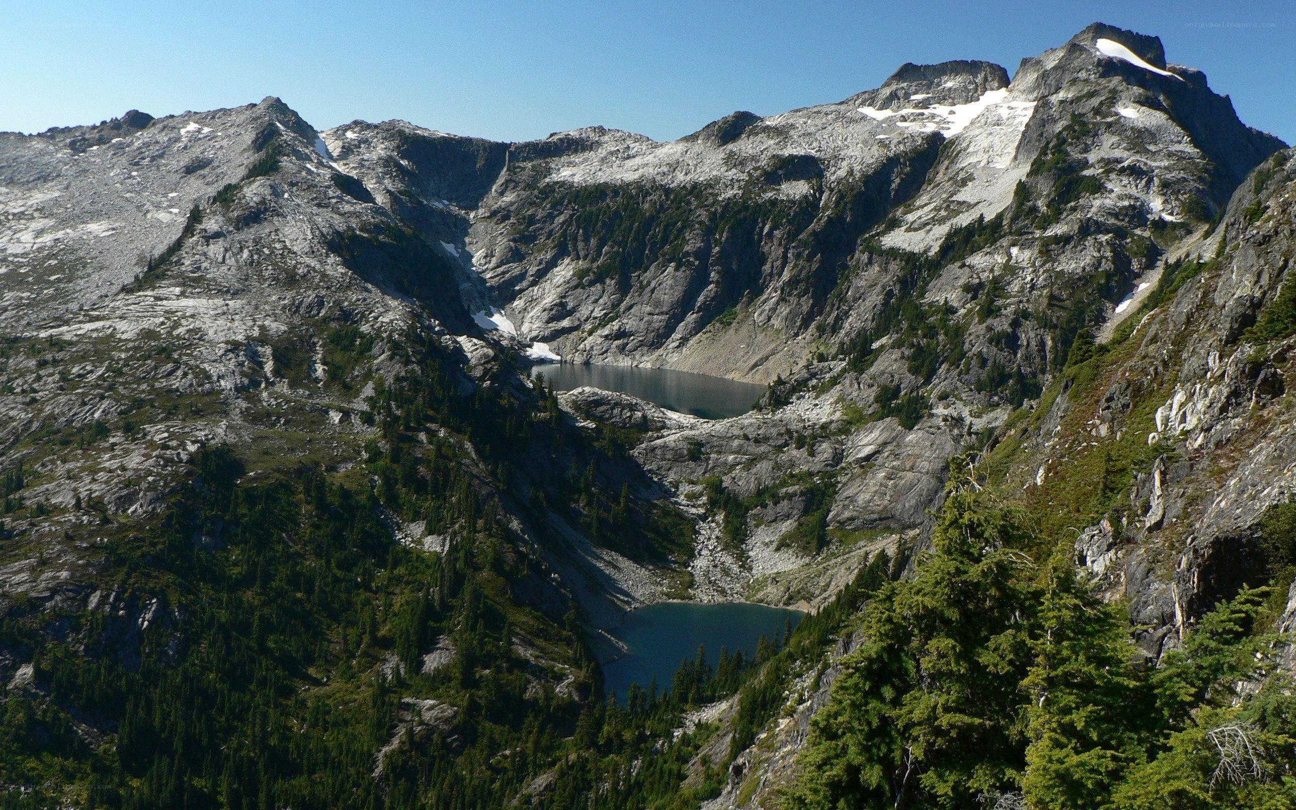 Mountain lake in rugged terrain