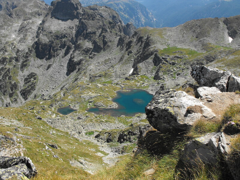 Mountain lake in rugged terrain