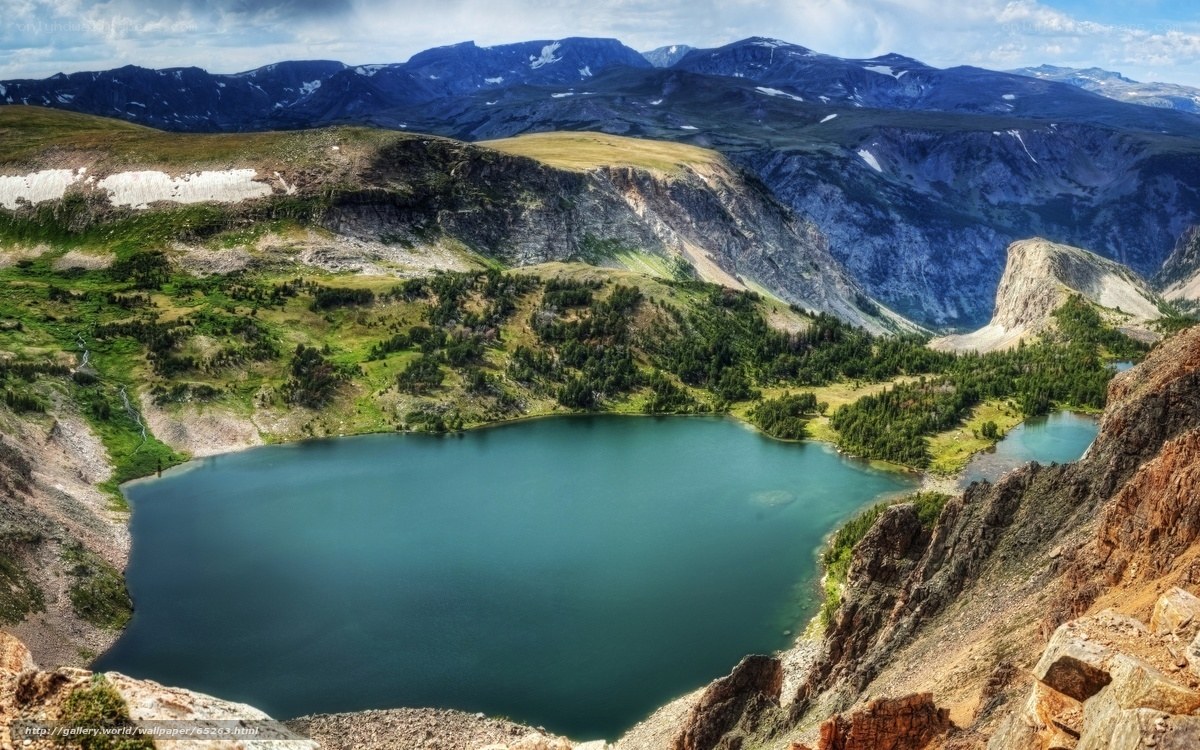 Mountain lake in rugged terrain