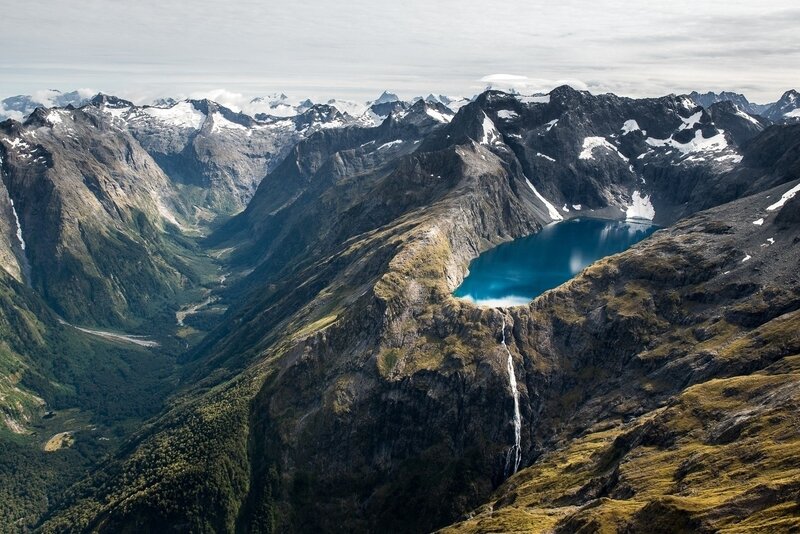Mountain Lake in Valley — Blue, Dramatic, Afternoon, Photograph