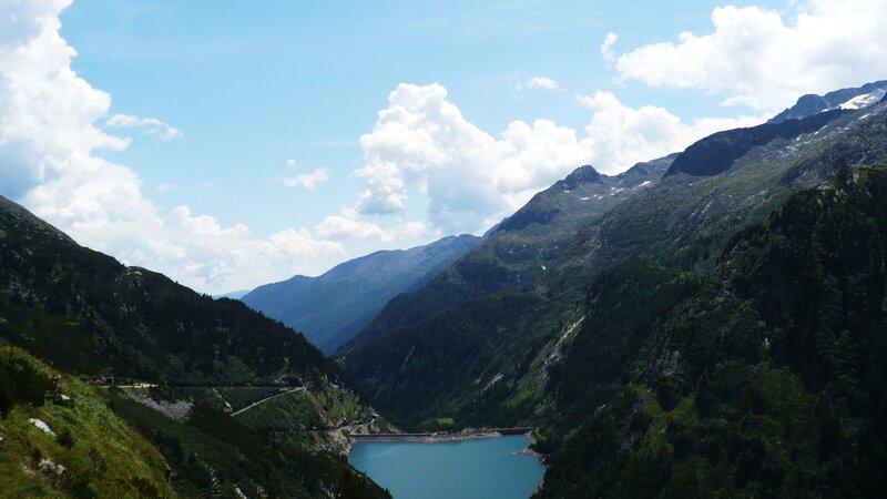 Mountain Lake in Valley — Blue, Serene, Afternoon, Photograph, Mountains, Forest