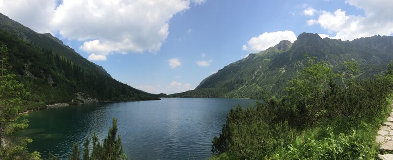 Mountain Lake in Valley — Blue, Serene, Afternoon, Photograph, Mountains, Trees