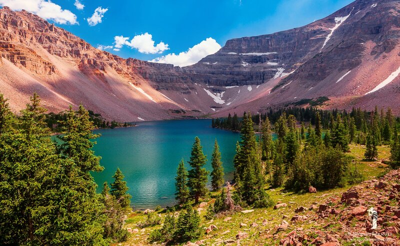 Mountain Lake in Valley — Blue, Serene, Afternoon, Photograph, Trees