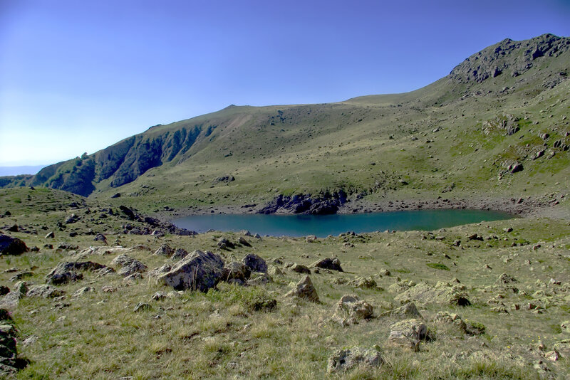Mountain Lake in Valley — Blue, Serene