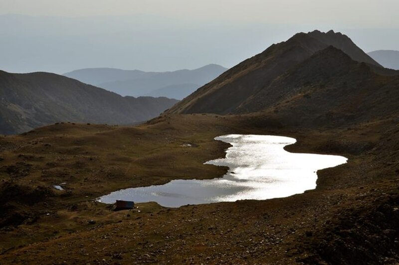 Mountain Lake in Valley — Brown