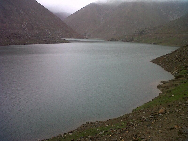 Mountain Lake in Valley — Gray
