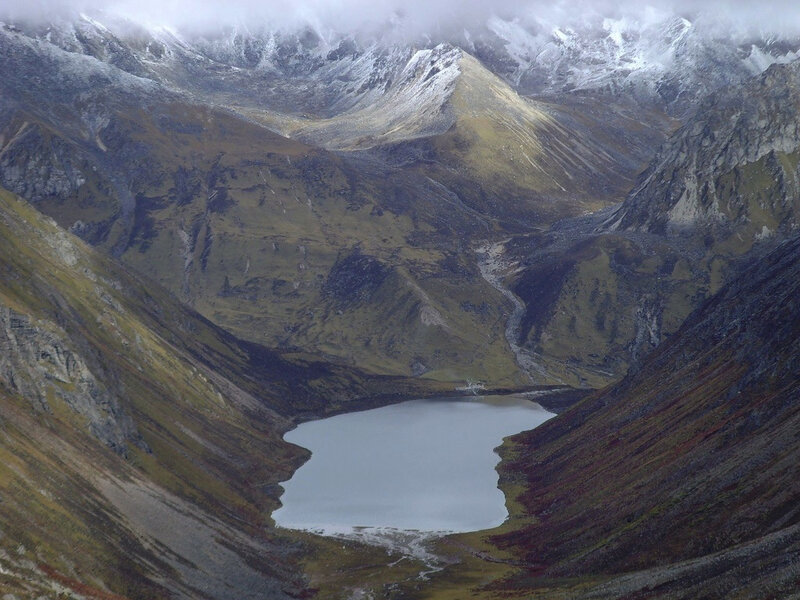 mountain lake in valley