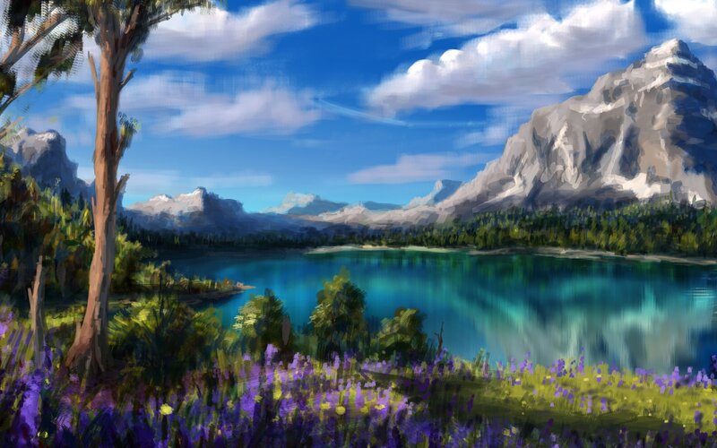 Mountain lake landscape
