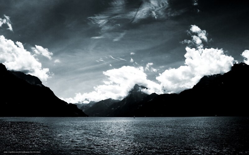 Mountain Lake Landscape — Black, Dramatic