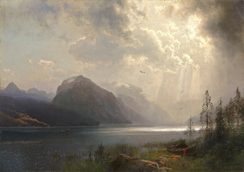 Mountain Lake Landscape — Blue, Dramatic, Afternoon, Painting