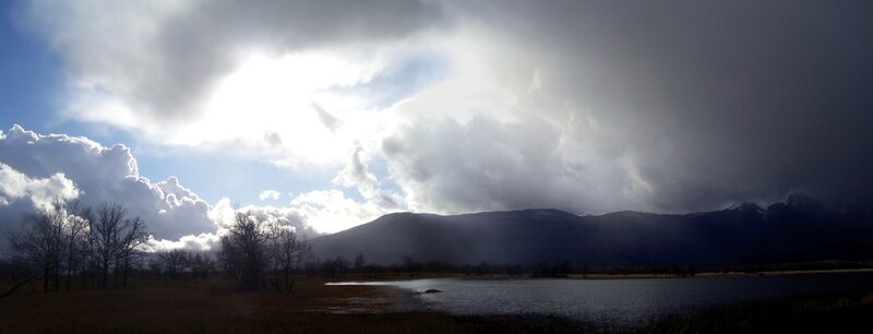 Mountain Lake Landscape — Blue, Dramatic, Afternoon, Photograph, Clouds
