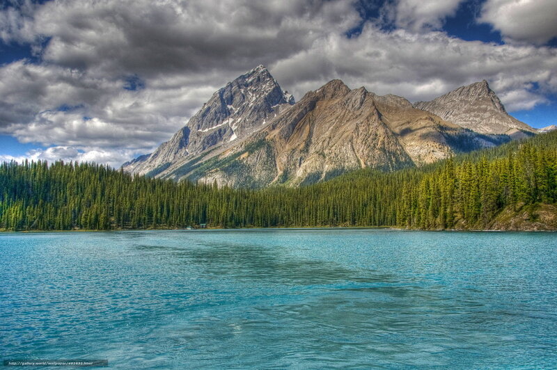 Mountain Lake Landscape — Blue, Dramatic, Afternoon, Photograph, Forest