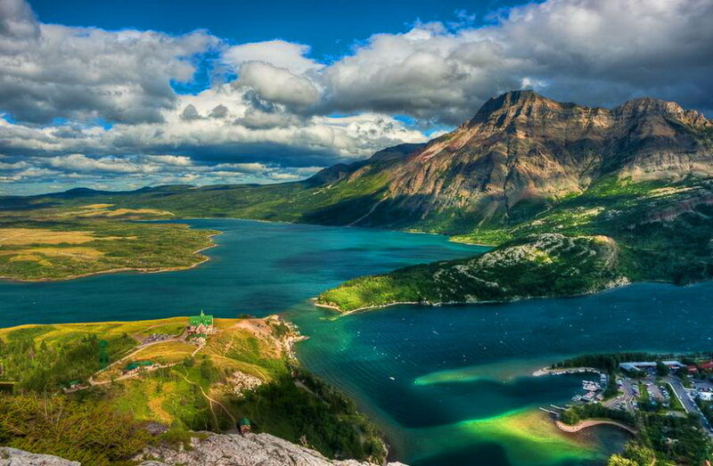 Mountain Lake Landscape — Blue, Dramatic, Afternoon, Photograph, Mountains