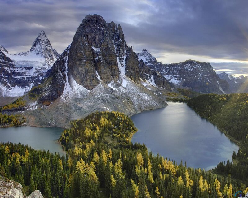 Mountain Lake Landscape — Blue, Dramatic, Morning, Photograph, Mountains, Forest