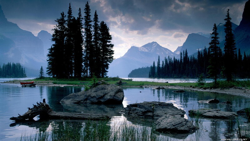Mountain Lake Landscape — Blue, Dramatic, Morning, Photograph