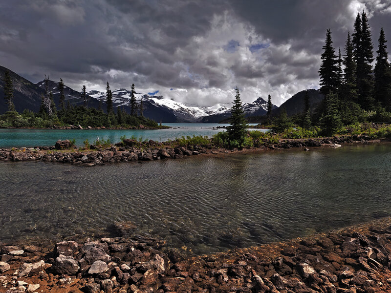 Mountain Lake Landscape — Blue, Dramatic, Photograph