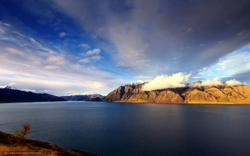 Mountain Lake Landscape — Blue, Dramatic, Sunrise, Photograph, Mountains, Clouds, Tree
