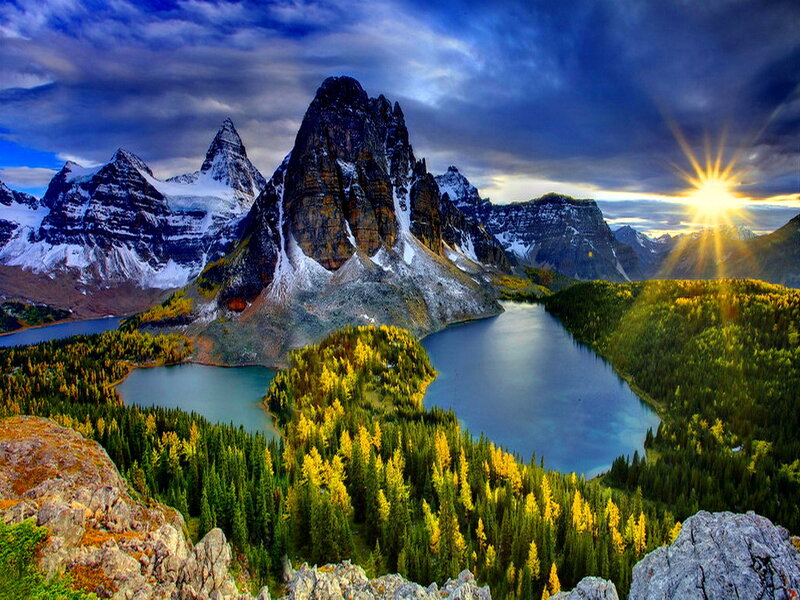 Mountain Lake Landscape — Blue, Dramatic, Sunrise, Photograph, Mountains