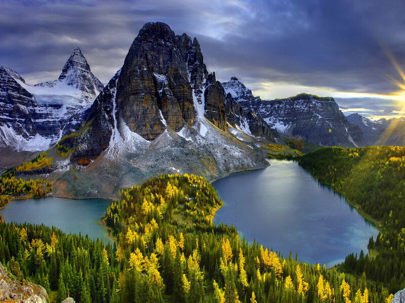 Mountain Lake Landscape — Blue, Dramatic, Sunrise, Photograph